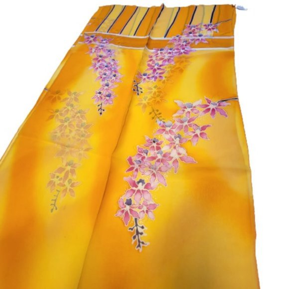 Handmade Handpainted Pure Silk Chiffon Scarf Floral Rectangular Long Scarf - Picture 4 of 9